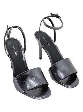 Michael Kors Elyse Heeled Stiletto Sandals Gunmetal Gray Size 5M